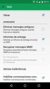 desactivar MMS Hangouts